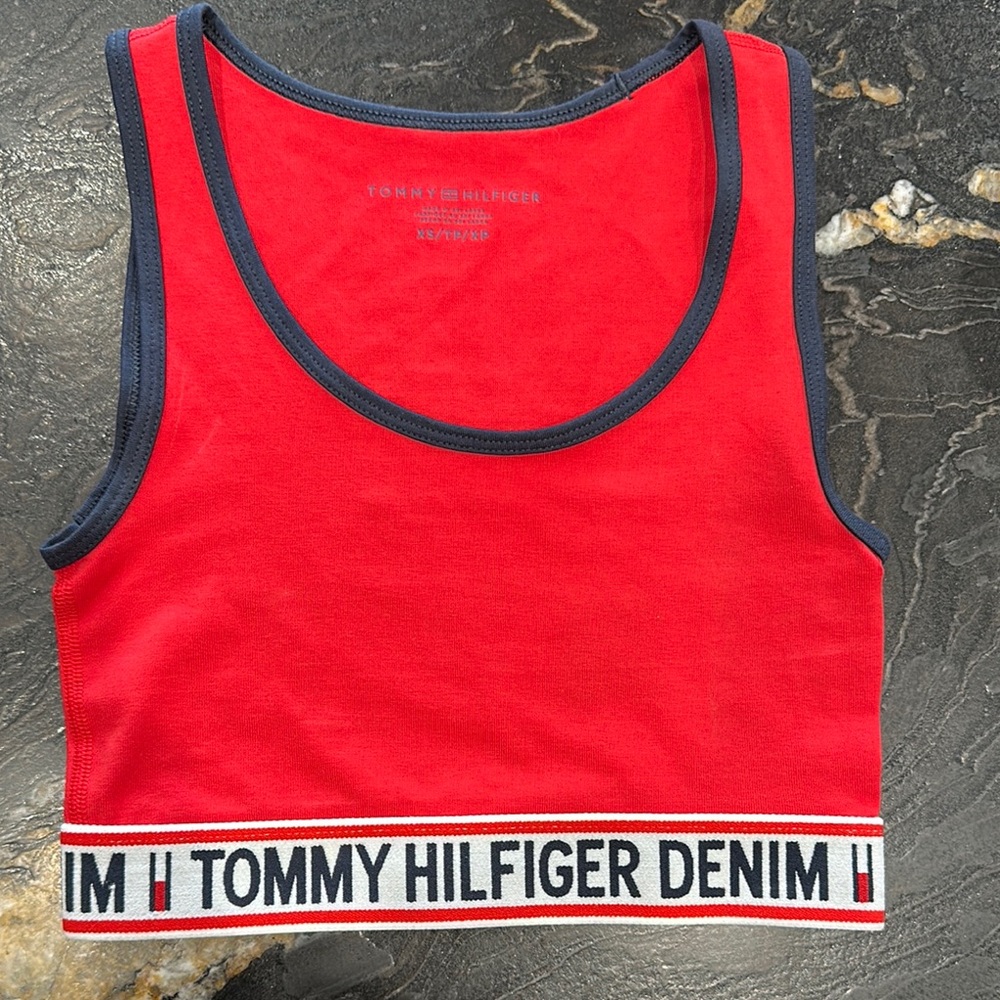 Tommy Hilfiger Red Banded Sports Bra Crop Top